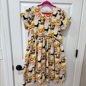 Pink Chicken Multicolor Dog Print S/S Girls Dress Sz 14